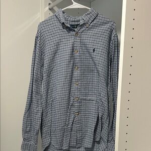 Flannel by Ralph Lauren Navy and White Check Button-Down Shirt